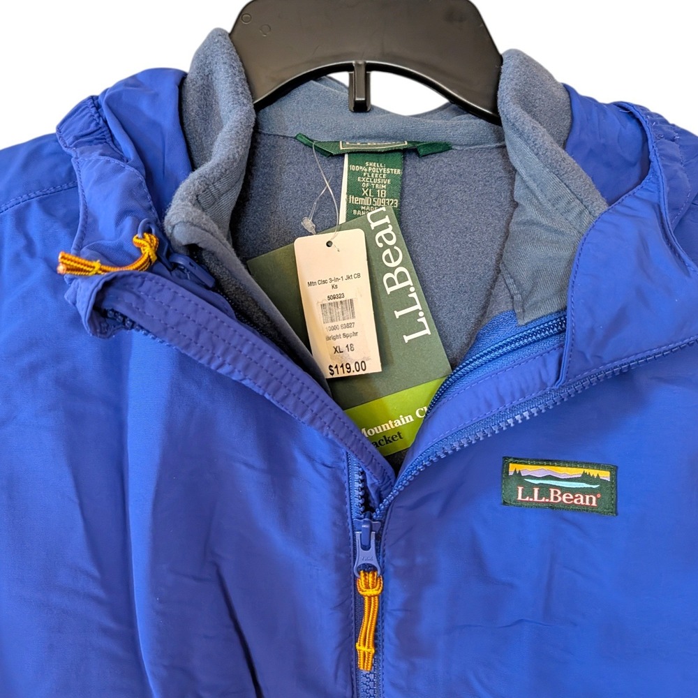 LL Bean Kids' Mountain Classic 3-in-1 Jacket Size Large 14-16 Blue Hooded Unisex - Picture 5 of 11